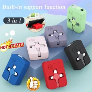 Cable de datos cargador USB 4 en 1 retráctil con soporte para teléfono tipo C cables micro USB - Imagen 1 de 19