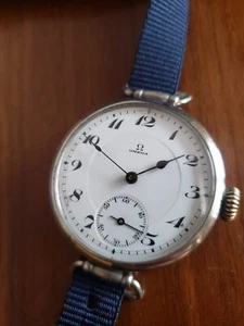 OMEGA LARGE .900 STERLING SILVER TRENCH CASE SWIVEL LUGS WELL SERVICED 1899 - Picture 1 of 11