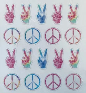 Multi Color Peace Sign Scrapbook Craft Stickers - Picture 1 of 1