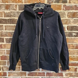 Vintage Supreme Small Box Logo Full Zip Up Hoodie Men's Size Large Black Read! - Picture 1 of 14