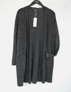 328 $ Eileen Fisher Größe S schwarz glitzernde Merino gerade lange Strickjacke neu mit Etikett - Bild 1 von 11