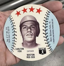1977 Saga Disc Baseball card Carlton Fisk exc