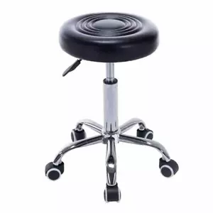 Rolling Swivel Stool w/Wheels Adjustable Tattoo Facial Massage Spa Salon Black - Picture 1 of 12
