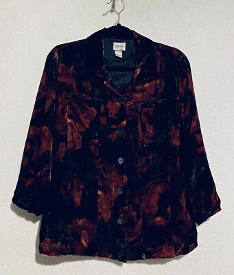 Chicos 1 Top Mujer Mediano 8 Terciopelo Abotonado Chamarra Seda Artística Boho Negro Rojo Foto 1 de 4