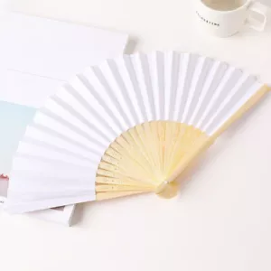 Blank White DIY Paper Bamboo Folding Fan For Hand Practice Calligraphy Painting - Picture 1 of 8