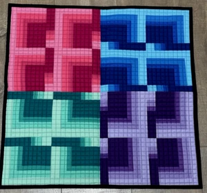 Mini Quilt Top - Geometric Eye Dazzler, 21" x 21", Signed - Picture 1 of 4