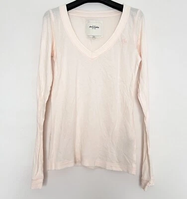 Abercrombie & Fitch Girls V-Neck Long Sleeve T-Shirt Top Light Peach SZ XL NWOT - Image 1 of 4