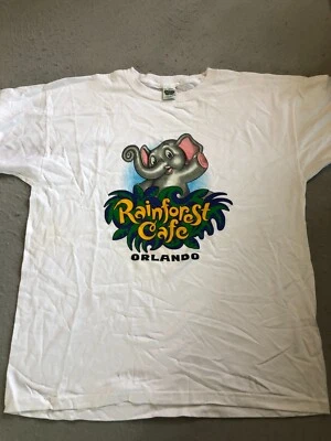 Rainforest Cafe Shirt Men's 2XL Orlando Elephant White Cotton Tourist Tee - Image 1 of 4