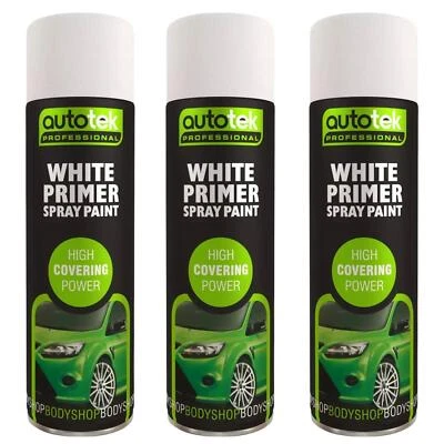 AUTOTEK PROFESSIONAL AutoTek White Primer Multi-Purpose Aerosol Spray Paint 500ml x3
