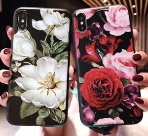 3D Embossed Flower Rose Leaf Phone Case For iPhone 11 X XR XS Max 7 8