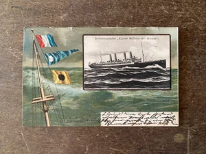 1904 Deutscher Ozeandampfer SS Kaiser Wilhelm der Grosse Privatpostkarte - Bild 1 von 2