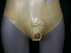FETISH BONDAGE RUBBER LATEX BRIEFS OPEN PENIS SWINGING PANTS GIMP GAY 4540