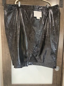 Gonna in ecopelle nera Nina Parker trendy taglie forti 24 W bellezza $89 - Foto 1 di 12