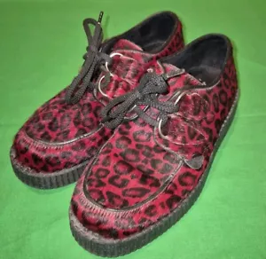 Zapatos Underground Originals Creeper Negro Gamuza y Rojo Estampado Leopardo Talla UK 3 - Imagen 1 de 10
