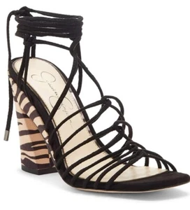 Jessica Simpson Milaye strappy lace up chunky heel sandals tiger faux suede Sz6m - Picture 1 of 8