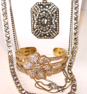 COLLAR Y PULSERA PAULA ABDUL FYL TONO DORADO, COLGANTE ES ANTIGUO ORO Foto 1 de 4