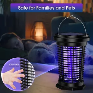 Solar Bug Zapper for Outdoor & Indoor, USB Rechargeable Mosquito Killer with UV - Picture 1 of 9