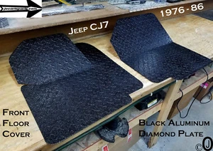 Se adapta a la cubierta del piso delantero con placa de diamante recubierta de goma negra para Jeep CJ7 - Imagen 1 de 5