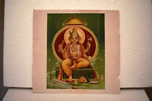 Vintage Lithograph Print Ganesa Lord Ganesh Siddhi Data Hindu Mythology Rare "1 - Picture 1 of 3
