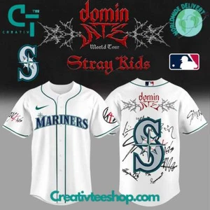Seattle Mariner X Stray Kids Domiate Word Tour Signature Baseball Jersey - Picture 1 of 4
