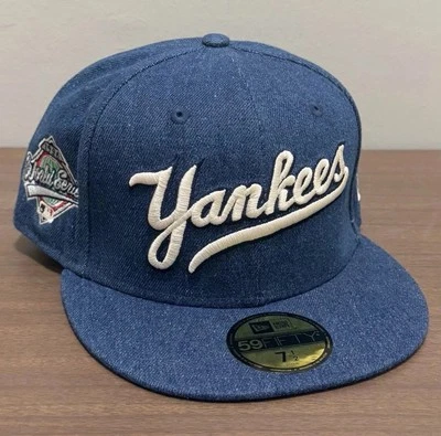New Era New York Yankees 59Fifty Azul Denim 1996 WS Parche Ajustado Gorra Gorra 7 1/2 Foto 1 de 4