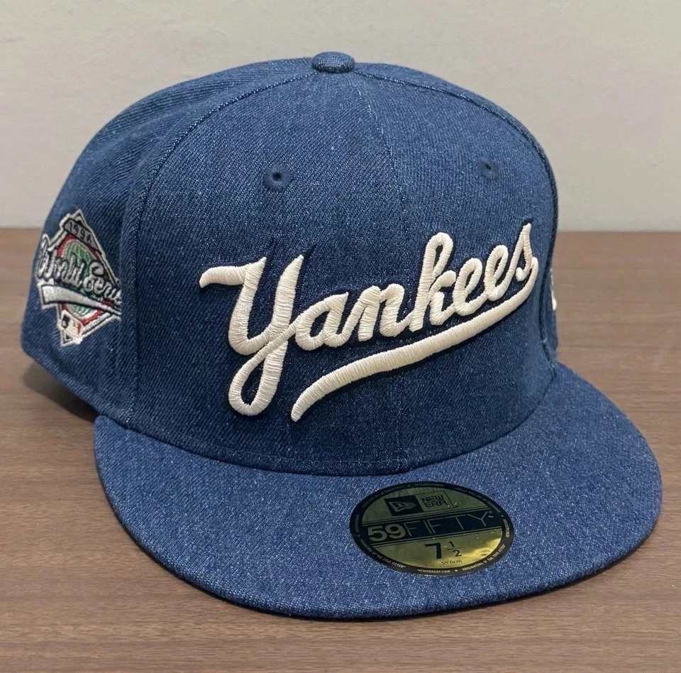 Era New York Yankees 59Fifty Blue Denim 1996 WS Patch Fitted Hat Cap 7 1/2