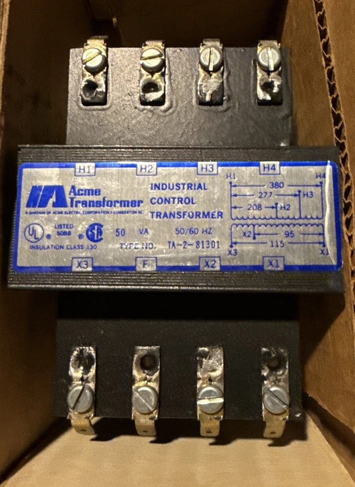 ACME,TA-2-81201,TRANSFORMADOR CONTROL INDUSTRIAL 75VA 220/480V PRI 110/240V SEC Foto 1 de 1