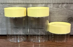 Set Of 3 Vintage Pyrex Yellow See N Store Glass Canisters Containers Stacking - Picture 1 of 6