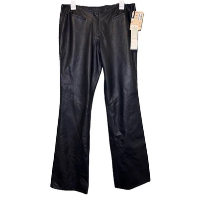 Pantalones Elements By Vakko negros tiro medio corte bootcut acampanados cuero mantecoso talla 12 nuevos con etiquetas Foto 1 de 4