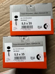 2 Packungen Trespa Schrauben 5,5x35mm Edelstahl RAL7016 Anthrazitgrau  S3PalX2K6 - Bild 1 von 3