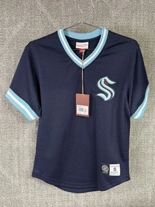 Maglia Seattle Kraken NHL Mitchell & Ness uomo maglia piccola scollo a V - nuova con etichette hockey - Foto 1 di 4