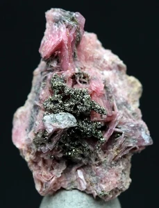 RHODONITE PYRITE Crystal Mineral Cluster Specimen Natural Healing Pink PERU - Picture 1 of 4