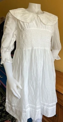 Vestido branco boho vitoriano poema ilógico-38 L-8/10-cobertura total-forrado-novo sem etiquetas-eth - Imagem 1 de 4