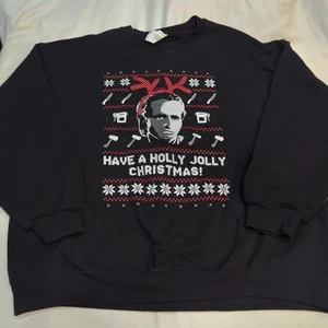 Ugly Christmas Sweatshirt Justin Bateman American Psycho Holly Jolly Christmas  - Picture 1 of 9