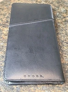 CROSS Leather Travel Passport Wallet Card Holder Mini Pen Zip Around 9.5"x5"  - Picture 1 of 13