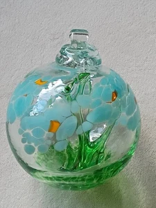 Hand Blown Glass Orb Ball Sun Catcher Iron Art Ornament 3" - Picture 1 of 7