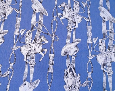 Sombreros Western Cowboy Caballos Cuerda Azul Rodeo Cranston Crantex Tela de Algodón 60x37" Foto 1 de 3