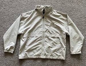 Reebok Golf Windbreaker Jacket Super Bowl XXXVIII Mens Large Tan/Beige ZipUp Vtg - Picture 1 of 9