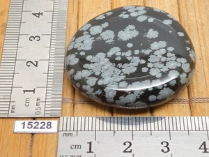 OBSIDIENNE FLOCON DE NEIGE pierre plate naturelle qualité AB 22g reiki galet - Picture 1 of 3