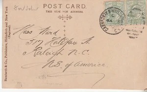 EDVII Postcard: Carnforth & Whitehaven T.P.O. to Raleigh, NC, USA, 3 Jan 1909 - Picture 1 of 2
