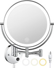 9" Lighted Wall Mounted Makeup Mirror with Magnification 10X, 3 Color Lights & A