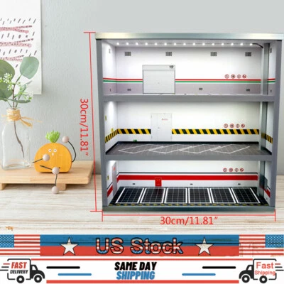 1:64 3-Layer Diecast Car Model Display Cabinet Parking Lot Case w/ LED Light - Image 1 of 4