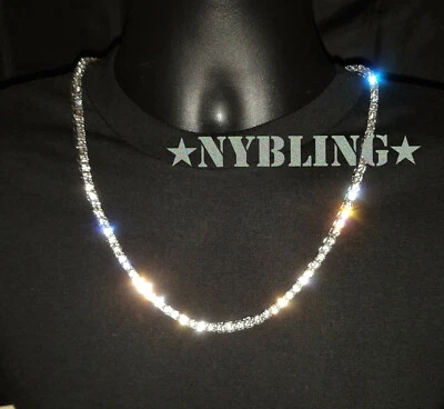 5MM Tennis Chain Choker Necklace 1 Row Gold Plated ICED Hip Hop CZ Jewelry - Image 1 of 4