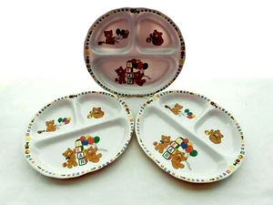 3 placas divididas ovaladas de melamina TRISA de 3 partes osos, alfabeto, bloques, globos - Imagen 1 de 4