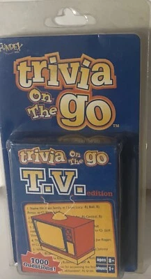 New Trivia On The Go  T.V. Edition  Fundex 1000 Questions Game Card Deck Travel - Image 1 of 3