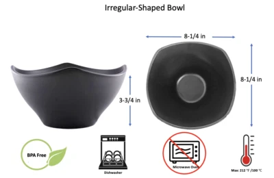 Cuencos de sopa japoneses de fideos Ramen Pho tazón cuadrado 62 oz melamina resistente negro Foto 1 de 4