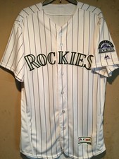 Colorado Rockies MLB Majestic Authentic Flex Base Pinstripe Jersey in size 44