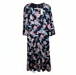 Lauren Ralph Lauren Dress Sz 14 Floral Fit Flare Stretch Jersey MISSING BELT NWT - Picture 1 of 11