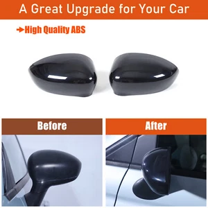 Pair Rearview Mirror Cover Cap Gloss Black Replacement for Fiat 500 2016+ US - Picture 1 of 21