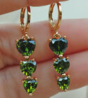 18K Gold Filled - Trendy Sweet Multilayer Heart Green Zircon Dangle Earrings 01